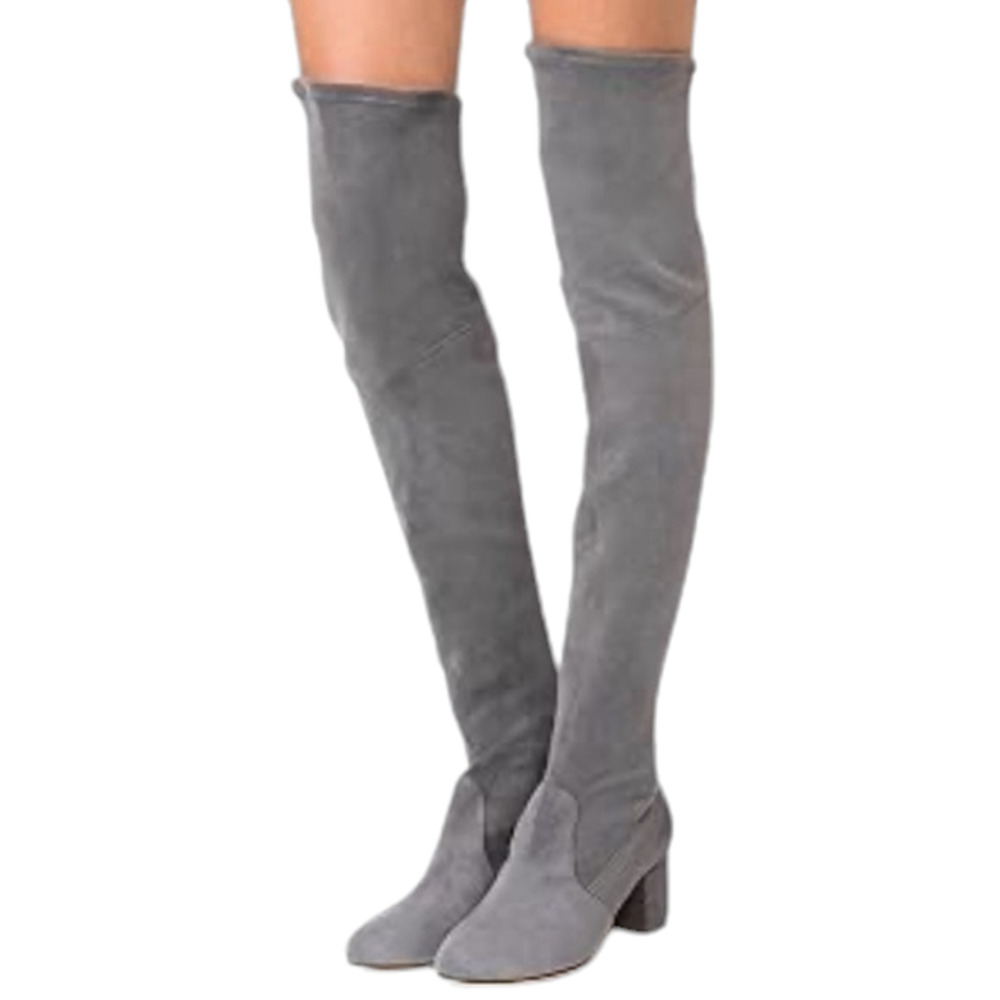 Schutz Tamarah slate gray stretch suede leather tall over knee boots size 8.5
